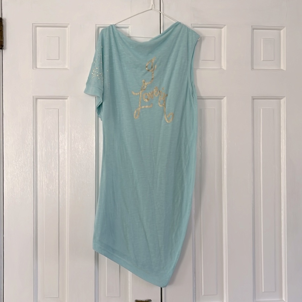 A-line tshirt dress with beaded sleeve